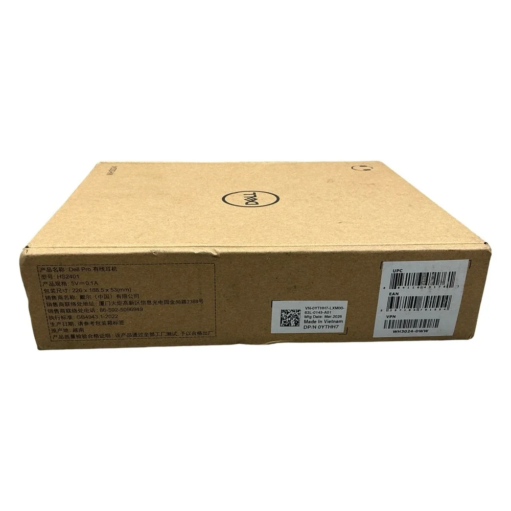 Dell Pro Wired Headset WH3024 Black USB-C Noise Cancelling On-Ear HS2401